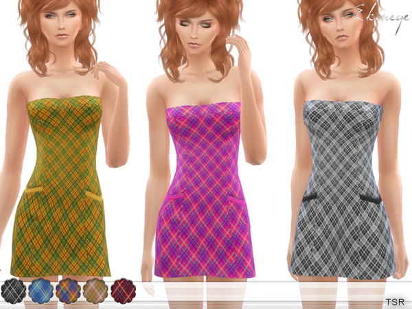 Sims 4 Plaid Strapless Mini Dress by ekinege at TSR