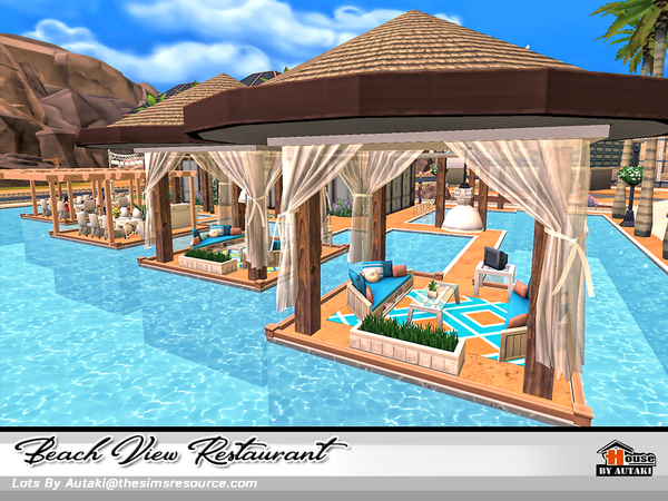 Sims 4 Beach View Restaurant by autaki at TSR