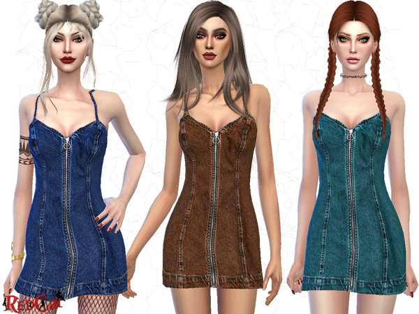 Sims 4 Denim Dress by RedCat at TSR