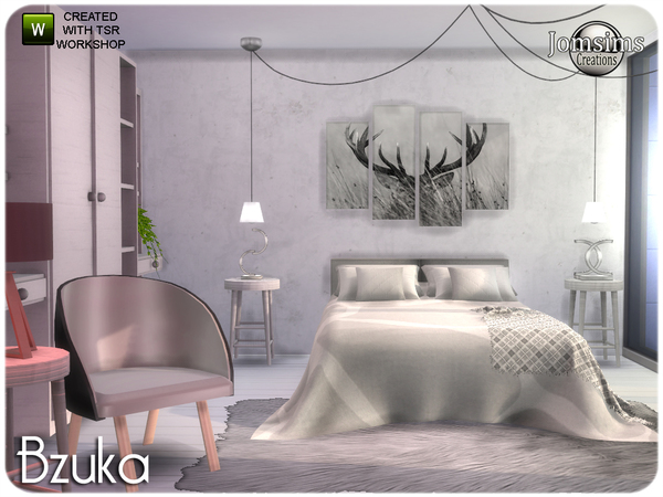 Sims 4 Bzuka bedroom by jomsims at TSR