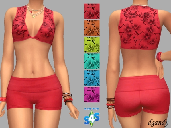 Sims 4 Summer Time Shorts and Crop Top by dgandy at TSR