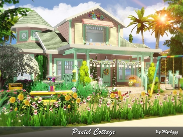 Sims 4 Pastel Cottage by MychQQQ at TSR