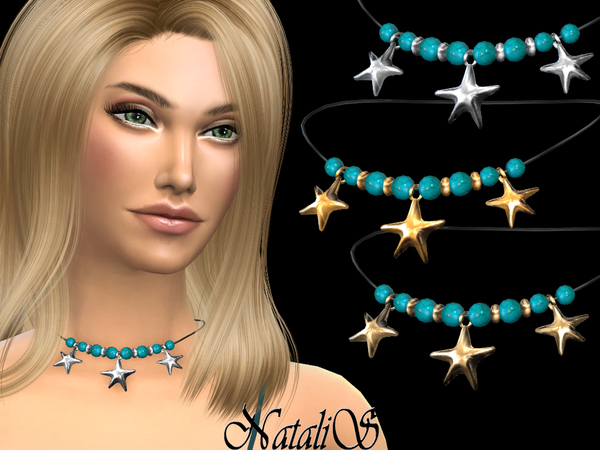 Sims 4 Sea star beaded necklace by NataliS at TSR