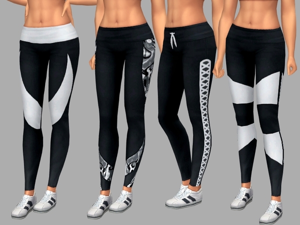 Sims 4 Black and White Leggings by dgandy at TSR