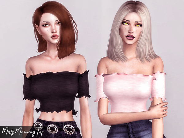 Sims 4 Misty Morning Top by Genius666 at TSR