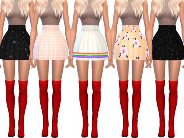 High Waisted Skater Skirts by Wicked_Kittie at TSR » Sims 4 Updates