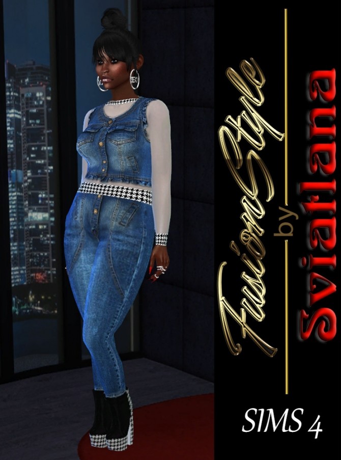 Sims 4 Denim Outfit at FusionStyle by Sviatlana