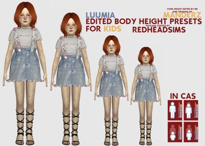 Sims 4 EDITED BODY HEIGHT PRESETS FOR KIDS + CUSTOM RIG FOR MAKING POSES at REDHEADSIMS