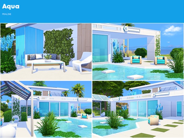 Sims 4 Aqua house by Pralinesims at TSR