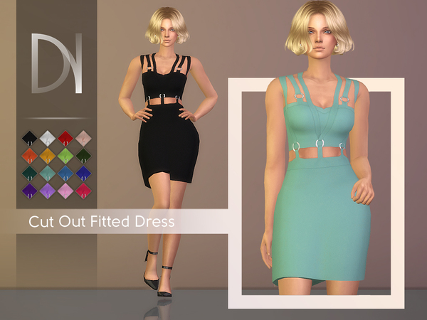 Sims 4 Cut Out Fitted Dress by DarkNighTt at TSR