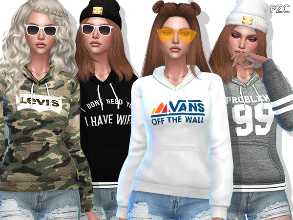 Sims 4 Sporty Hoodies Set 010 by Pinkzombiecupcakes at TSR