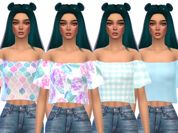 Sims 4 Adorable Shoulder Less Crop Top by Wicked Kittie at TSR