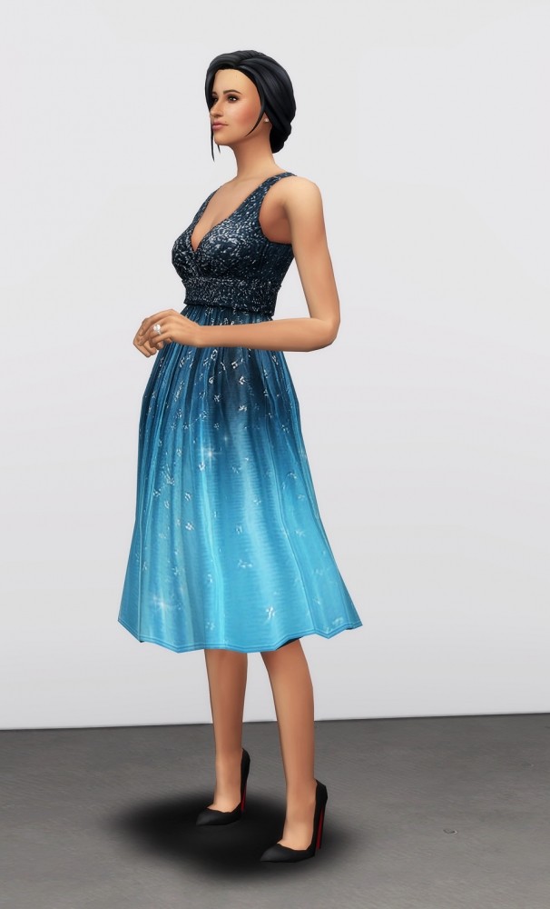Sims 4 Embellished Blue Ombré Dress at Rusty Nail