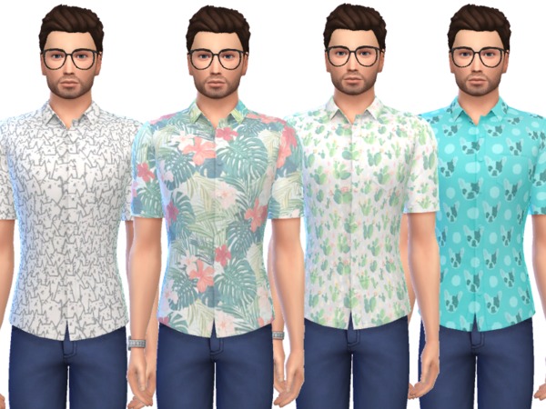 Sims 4 Snazzy Button Up Shirts by Wicked Kittie at TSR