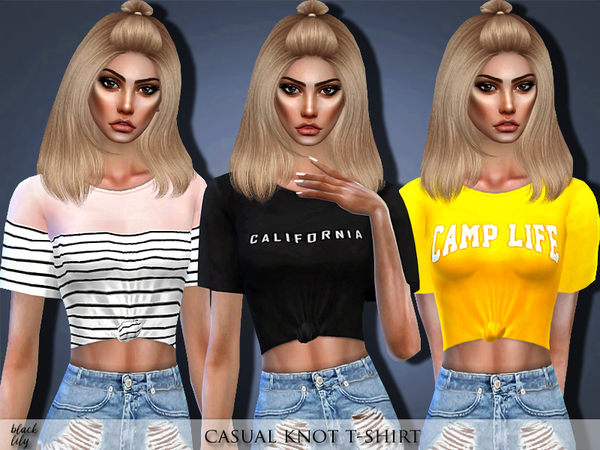 Sims 4 Casual Knot T Shirt by Black Lily at TSR