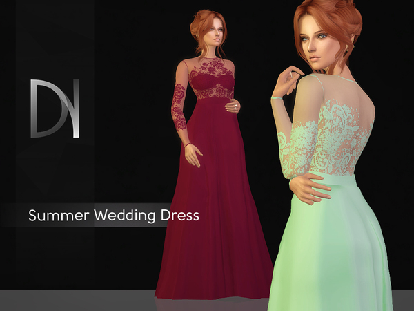 Sims 4 Summer Wedding Dress by DarkNighTt at TSR