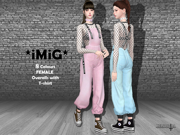 Sims 4 IMIG Overalls with T Shirt by Helsoseira at TSR