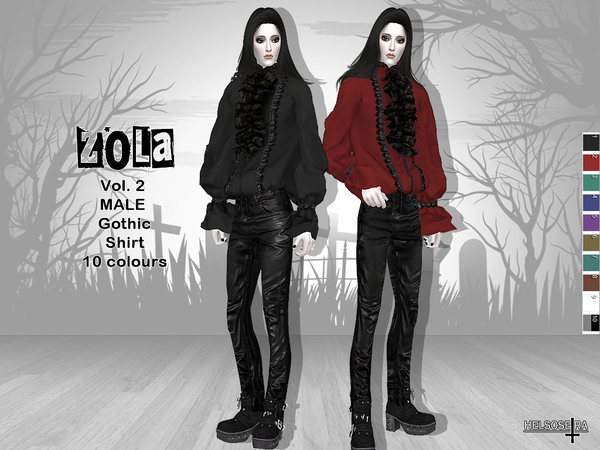 Sims 4 ZOLA Vol.2 Gothic Male Shirt by Helsoseira at TSR