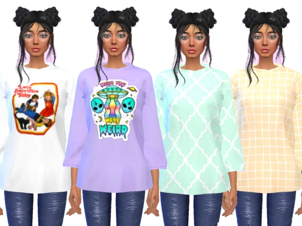 Over-sized Tee Shirts by Wicked_Kittie at TSR » Sims 4 Updates