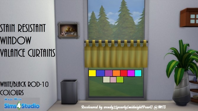 Sims 4 Stain Resistant Window Valance 10 Solid Colours by wendy35pearly at Mod The Sims