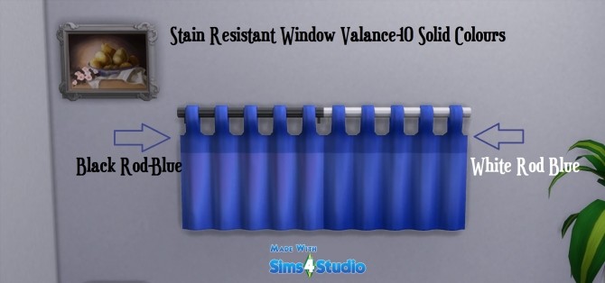 Sims 4 Stain Resistant Window Valance 10 Solid Colours by wendy35pearly at Mod The Sims