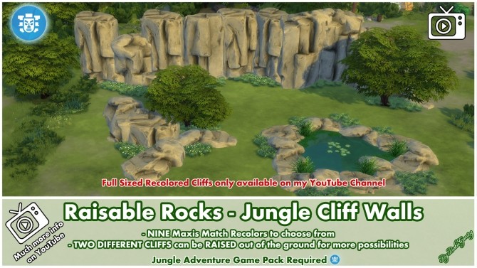 Sims 4 Raisable Rocks Jungle Cliff Walls by Bakie at Mod The Sims
