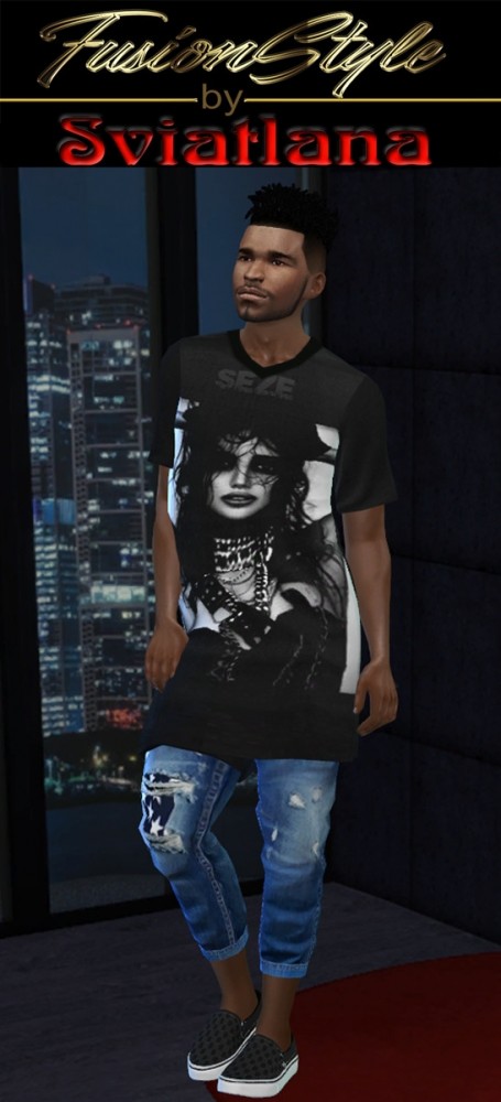 Sims 4 Long T shirt for men at FusionStyle by Sviatlana