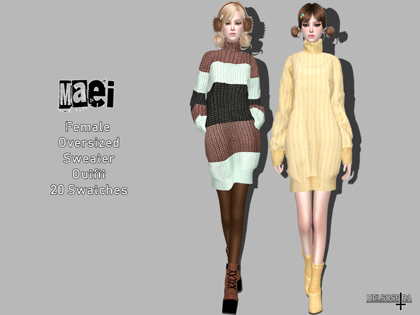 Sims 4 MAEI Oversized Sweater Outfit by Helsoseira at TSR