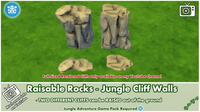 Sims 4 Raisable Rocks Jungle Cliff Walls by Bakie at Mod The Sims