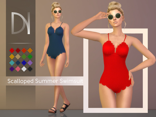 Sims 4 Scalloped Summer Swimsuit by DarkNighTt at TSR