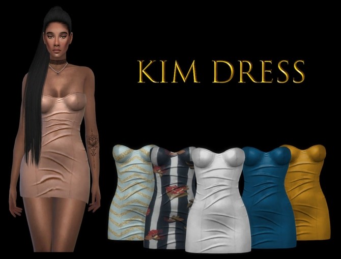 Sims 4 Kim Dress (P) at Leo Sims