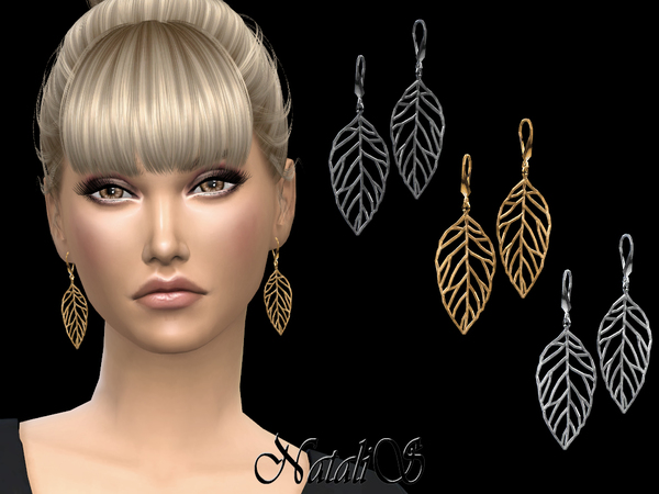 Sims 4 Filigree leaves earrings by NataliS at TSR