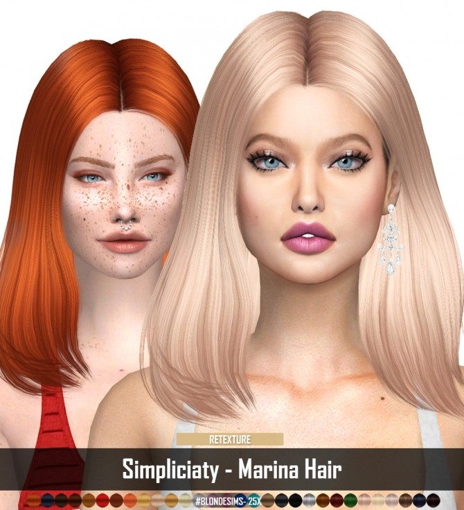 Sims 4 BLONDESIMS Simpliciaty Marina Hair RETEXTURE at REDHEADSIMS