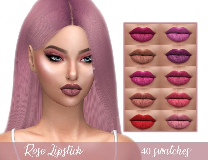 Sims 4 ROSE LIPSTICK 10 swatches at FROST SIMS 4