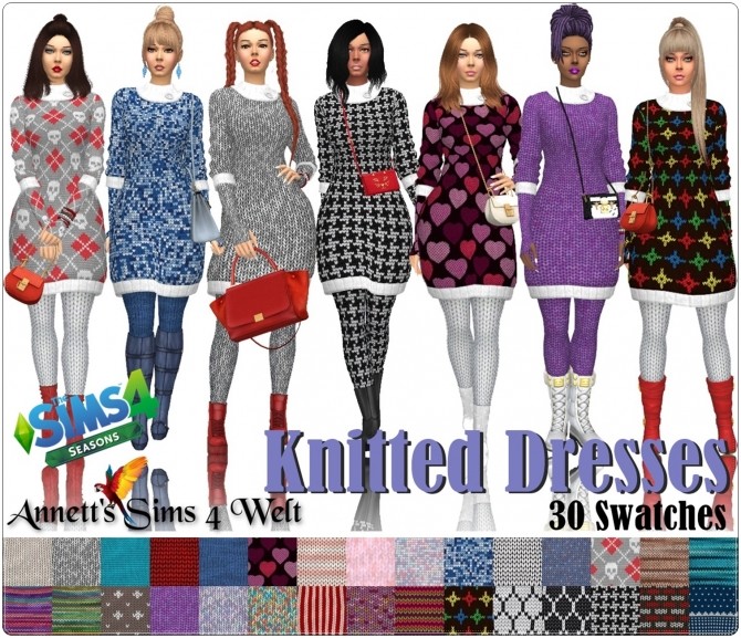 Sims 4 Seasons Knitted Dress at Annett’s Sims 4 Welt