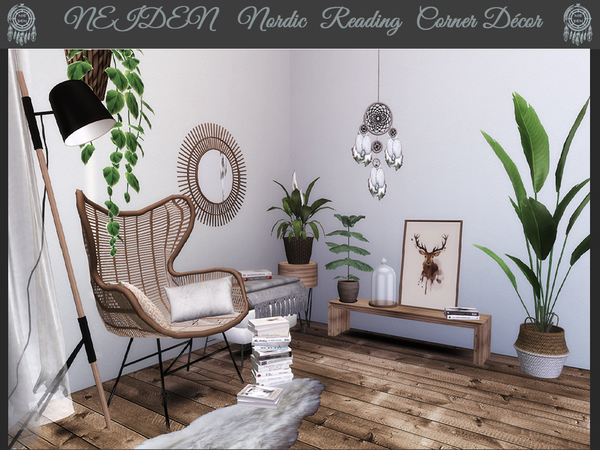 Sims 4 NIEDEN Nordic Reading Corner Decor by RightHearted at TSR