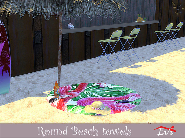 Sims 4 Round Beach Towels by evi at TSR