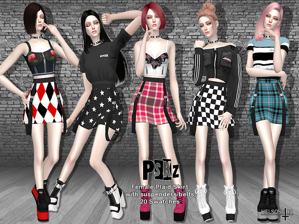 Sims 4 PSKZ Mini Skirt with Belts by Helsoseira at TSR