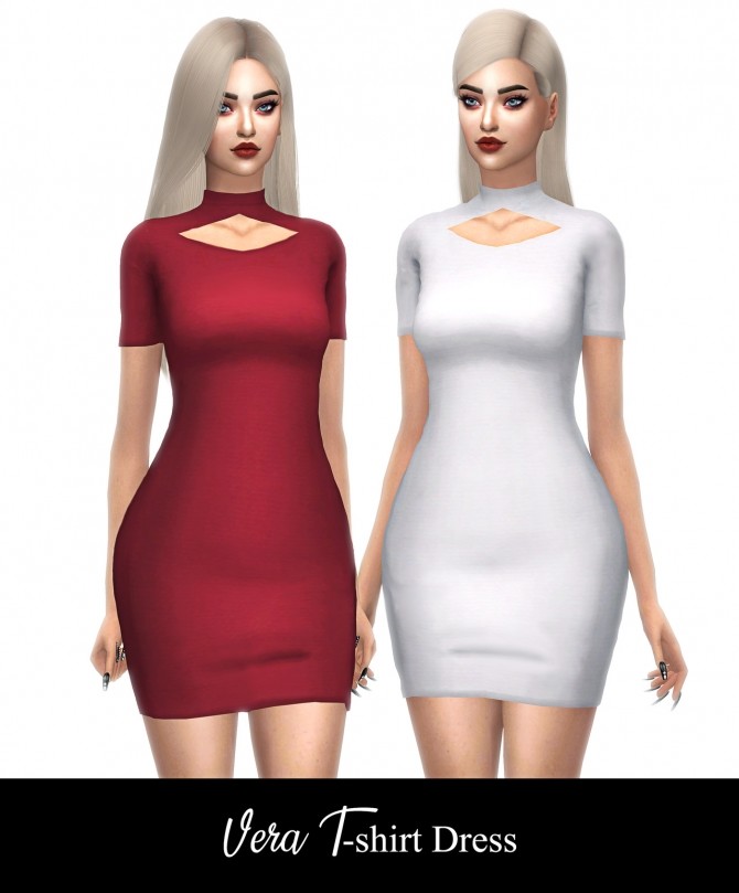 Sims 4 VERA T SHIRT DRESS (P) + KATNISS SWIMSUIT at FROST SIMS 4