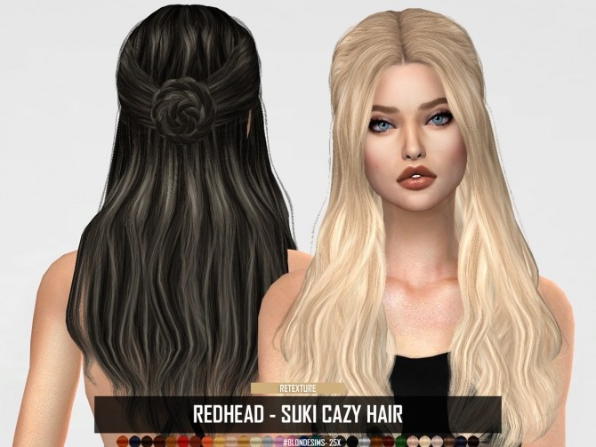 Sims 4 BLONDESIMS SUKI CAZY HAIR RETEXTURE at REDHEADSIMS