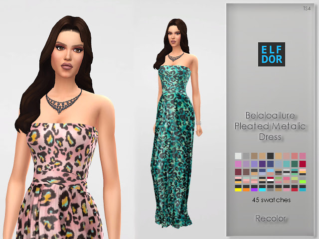 Sims 4 Belaloallure Pleated Metalic Dress RC at Elfdor Sims