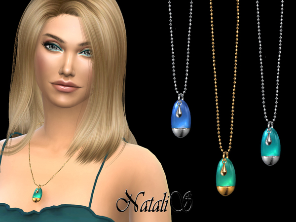 Sims 4 Sea glass pendant necklace by NataliS at TSR