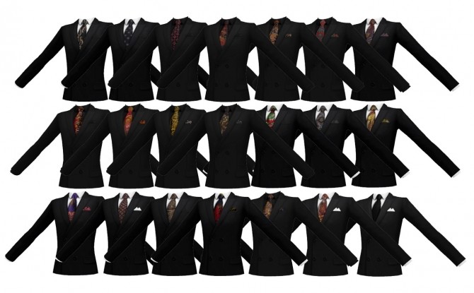 Sims 4 Vintage Suit Jacket SET with necktie & ascot at EFFIE