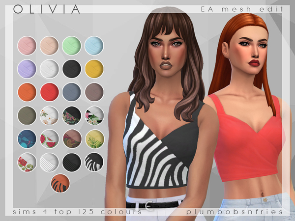 Sims 4 PnF Olivia crop top by Plumbobs n Fries at TSR