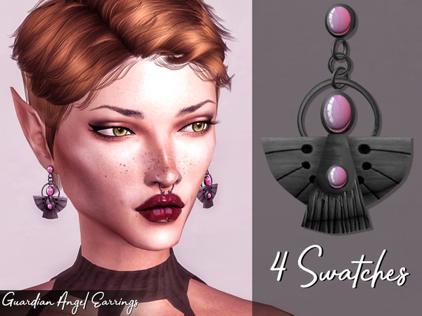 Sims 4 Guardian Angel Earrings by Genius666 at TSR