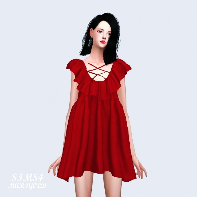 Sims 4 Marymory Frill Dress at Marigold