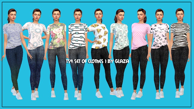 Sims 4 T shirt and jeans outfit 01 at All by Glaza