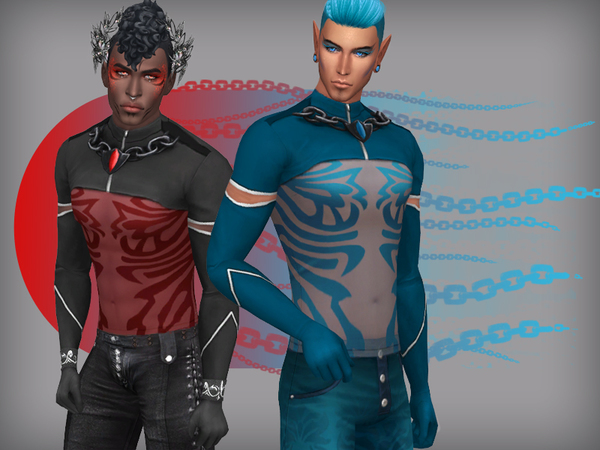 Sims 4 Chains male top by WistfulCastle at TSR