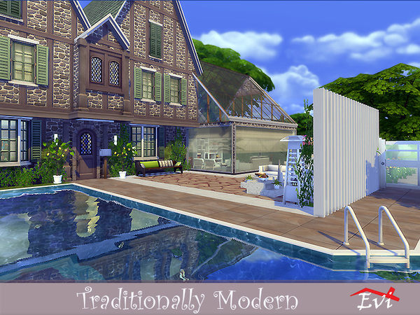 Sims 4 Traditionally Modern house by evi at TSR