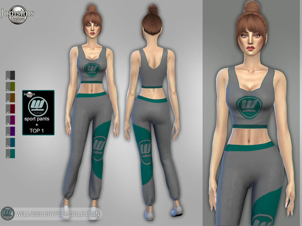 Sims 4 Wellness Dry feet sport pants and top 1 by jomsims at TSR